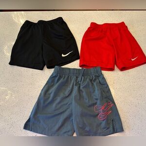 Nike Kids Shorts Trio - Black, Red, Gray-Blue (small)